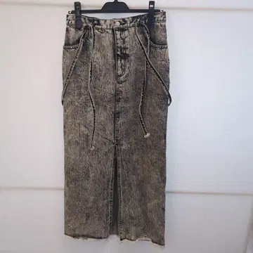 슬릿 블랙 그레이 롱 데님 스커트