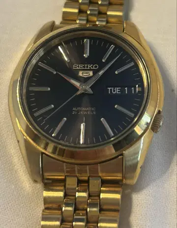 SEIKO 5 세이코 파이브 오토매틱 골드 남성용 블랙 다이얼 일본제