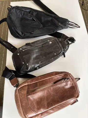 브라운 가죽 슬링백 3세트