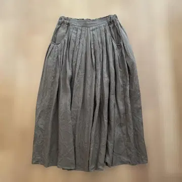 ina 프렌치 린넨 캔버스 와셔 앞 턱 뒤 개더 스커트