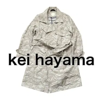 kei hayama 트렌치코트 카모플라주 미채 무늬 벨트 포함 베이지 M