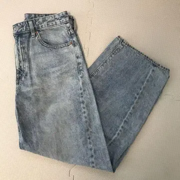 새상품급 GU 배럴 레그 블루 데님 L 사이즈 긴 길이