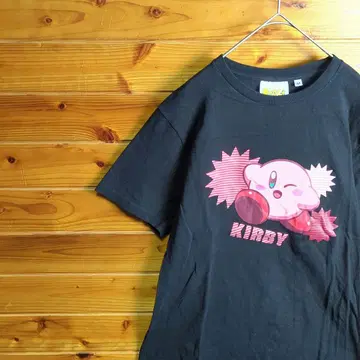 반팔 티셔츠 블랙 M 별의 커비 KIRBY 캐릭터 캐주얼 구제 의류
