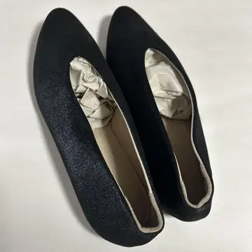 23.5cm 블랙 라메 믹스 펌프스 천연 가죽 로우힐 에마 일본제