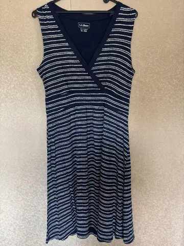 L.L.Bean XL 네이비 스트라이프 슬리브리스 원피스