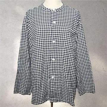 무인양품] L-XL 사이즈/셔츠/깅엄 체크 체크 무늬/네이비/긴팔