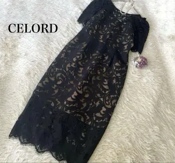 새상품 CELORD 코드 레이스 타이트 원피스 블랙 경사