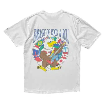 구제 의류 90S USA제 하드 록 카페 티셔츠 프린트 화이트