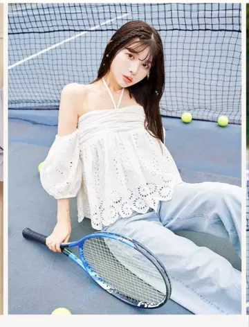 Darich 코튼 레이스 개더 상의