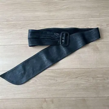천연 가죽 소프트 와이드 벨트 블랙