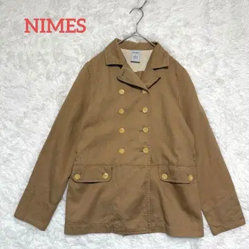 님 / 더블 브레스트 자켓 베이지 코트 코튼/린넨 S
