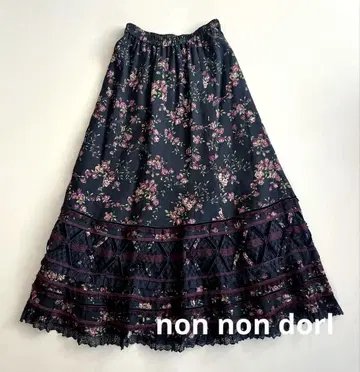 논논돌 non non dorl 장미 패턴 레이스 롱 스커트 럭셔리
