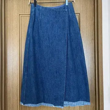 steven alan 데님 프린지 헴 랩 스커트