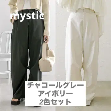 mystic 커브 슬랙스 차콜 그레이 아이보리 2색 세트