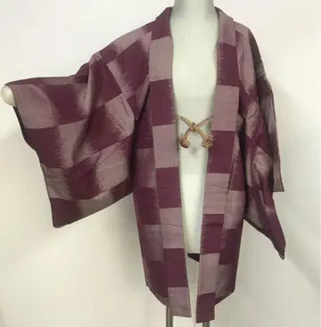 앤티크 명선 겉옷 격자 기모노 레트로