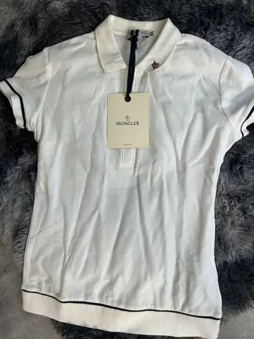 MONCLER 화이트 피케 셔츠 반팔 XS