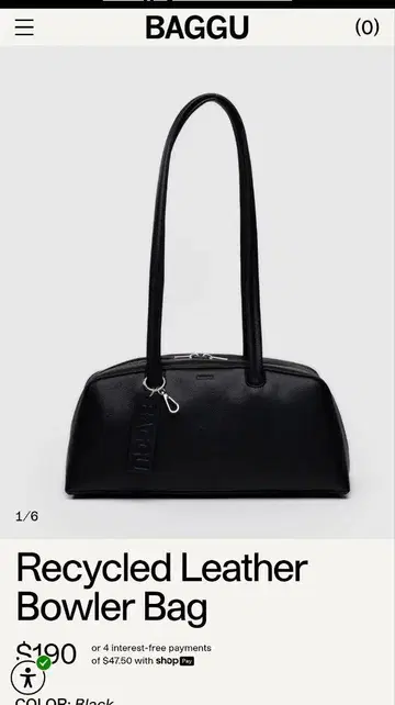 BAGGU 리사이클 가죽 보우러 백 새상품급
