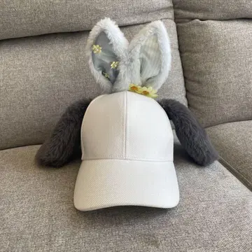 토끼 귀 달린 퍼 캡 유니버셜 1회 사용 새상품급