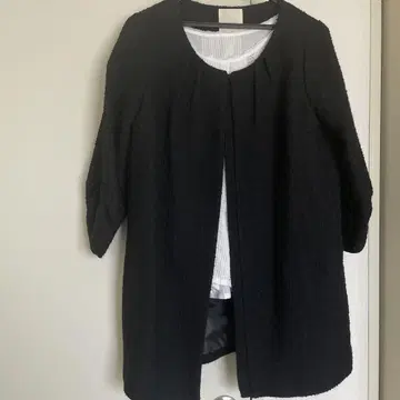 Spick and span 블랙 트위드 노카라 자켓