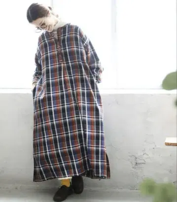 서울 베리 원피스 하치미쓰도 겨울 마드라스 체크 원피스 네이비