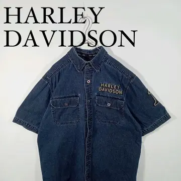 HARLEY DAVIDSON 데님 셔츠 숏 슬리브 반팔 셔츠 S