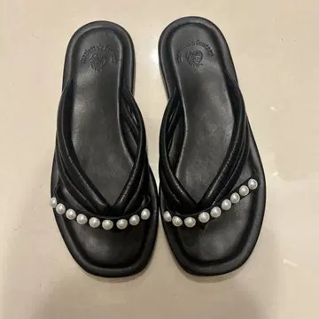 Spick&Span 스픽 앤 스팬 가죽 펄 샌들 블랙 38