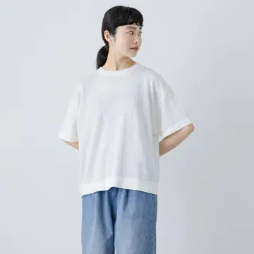 카구레 린넨 반팔 크루넥 니트
