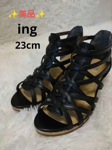 새상품급 ing 잉그 샌들 글래디에이터 천연 가죽 브라운 24cm