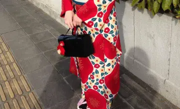 후리소데 한 벌 츠바키 후리후 성인식 졸업식에 기모노