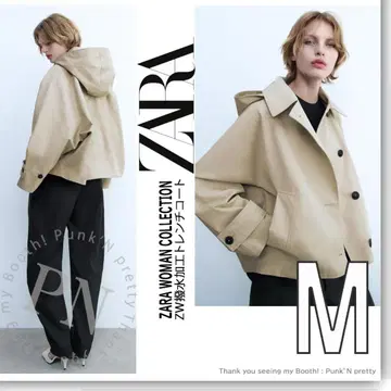 ZARA ZW 컬렉션 발수 가공 숏 트렌치코트 M