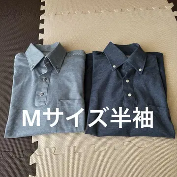 반팔 피케 셔츠 남성용 M 사이즈 데님 패턴 사슴 패턴 2매 세트
