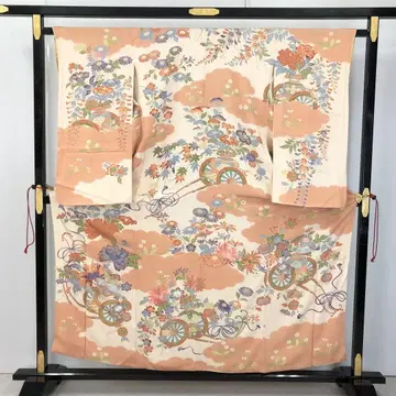 앤티크 기모노 코몬 자수 꽃 무늬 금은 부품 자수 AK-5120