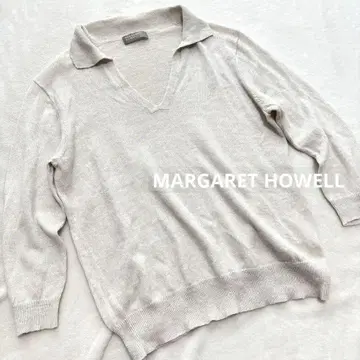 MARGARET HOWELL 코튼 린넨 스키퍼 썸머 니트 베이지