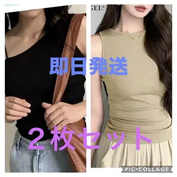 택 포함 새상품 Dark Angel 탱크탑 블랙 베이지