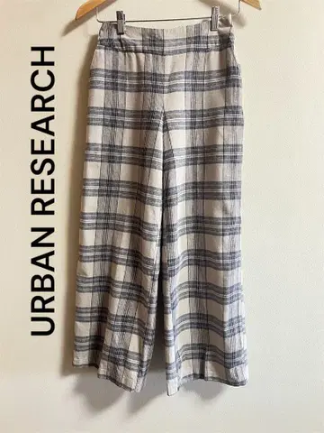 URBAN RESEARCH 린넨 혼방 체크 무늬 와이드 팬츠 프리 사이즈
