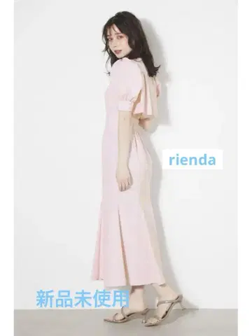 미사용 새상품 백 프릴 오픈 머메이드 rienda 원피스 드레스