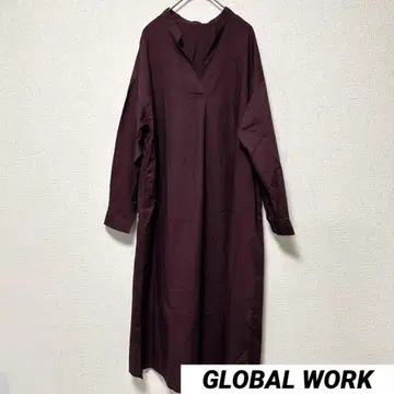 글로벌 워크 F 긴팔 티셔츠 원피스 V넥 루즈핏 얇은 소재