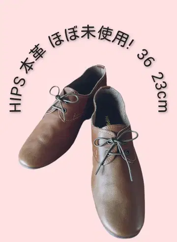 거의 미사용! HIPS 힙스 천연 가죽 레이스업 플랫 슈즈 23cm
