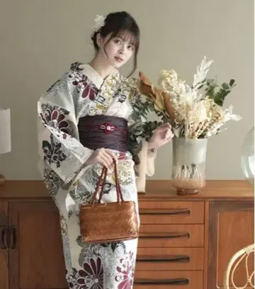 유카타 꽃무늬 새상품급