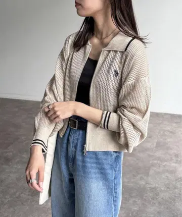 CPCM 카라 부착 메쉬 가디건 [새상품, 택 포함]