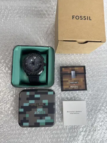 마인크래프트 한정판 FOSSIL 손목시계 Minecraft 딥 슬레이트