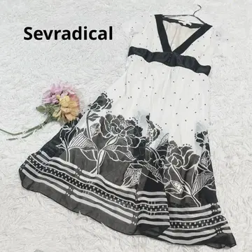 Sevradical [ L ] 원피스 반팔 롱 도트 꽃무늬 플레어