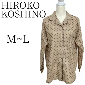 새상품급 HIROKO KOSHINO 베이지 그레이 긴팔 셔츠 M~L