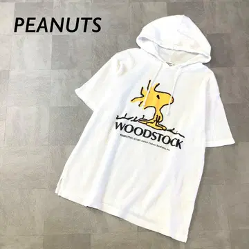 90년대 PEANUTS 우드스탁 프린트 반팔 후드티