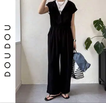 새상품 DOUDOU 프렌치 슬리브 올인원 두두 블랙