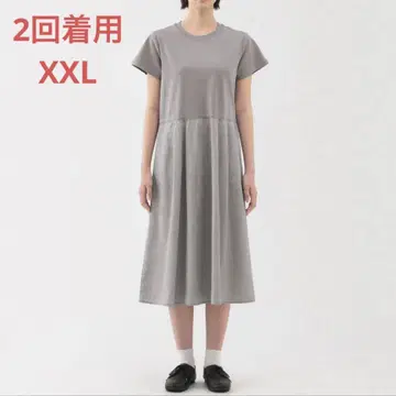 MUJI 냉감 반팔 원피스 여성 XXL 그레이