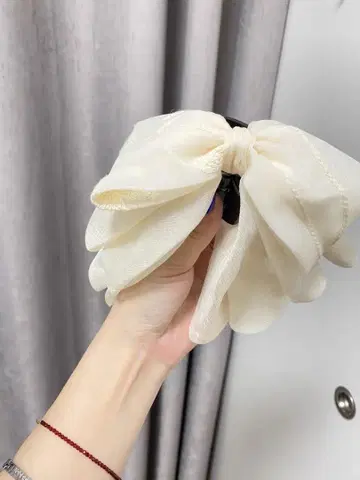 아이보리 쉬폰 리본 헤어 액세서리