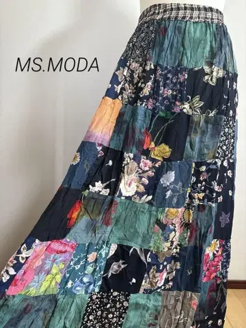 인기 패치워크 플라워 롱 스커트 S 사이즈 MS.MODA 귀여움