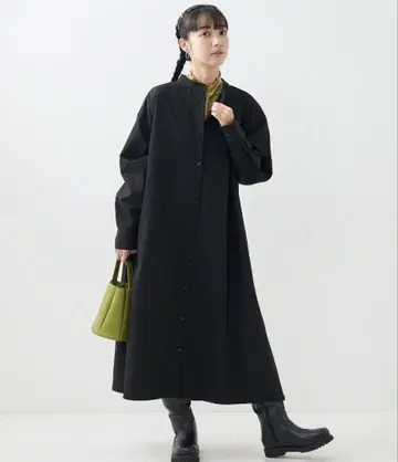 미사용 FREAKS STORE 마오 칼라 셔츠 원피스 블랙 롱 F