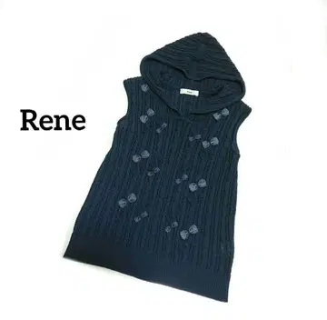 Rene (르네) 후드 부착 슬리브리스 리본 장식 니트탑